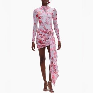 PatBO Pink Floral Asymmetrical Dress
